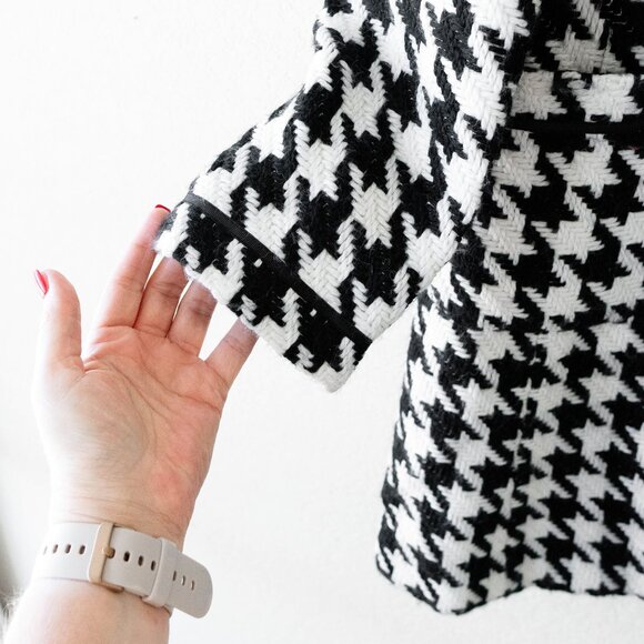 Margaret Frances Houndstooth Coat | Size 14 | Black & White Open Front - Picture 5 of 7